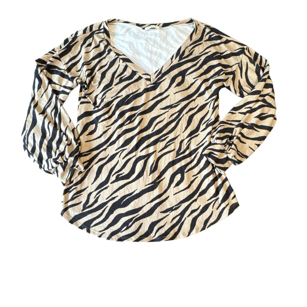 Zebra Print V-Neck Women's Top
